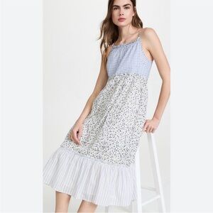 Rails Dora Gingham Floral Mix Midi Cotton Dress